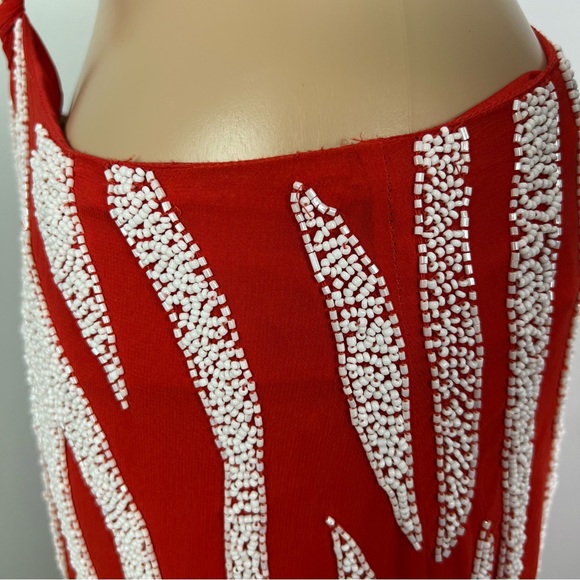 HAUTE HIPPIE CUTOUT BEADED SILK MIDI DRESS - Picture 8 of 13